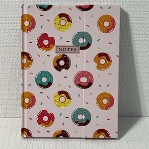 DONUT Hardcover Notebook Journal Pink Colorful Lined Fold Over Flap